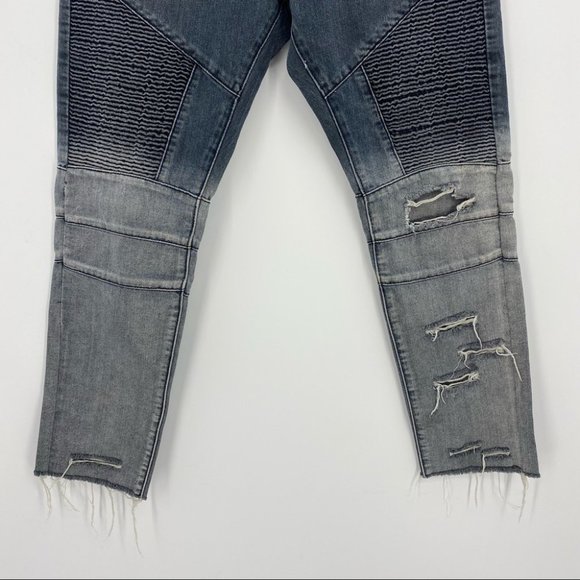 Square Zero- Men’s Moto Dip Dye Distressed Jeans - Picture 2 of 9